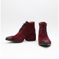 Ботильоны из замши цвета бордо с эффектом потертости  Арт. 657-10/w324Ок