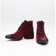 Ботильоны из замши цвета бордо с эффектом потертости  Арт. 657-10/w324Ок