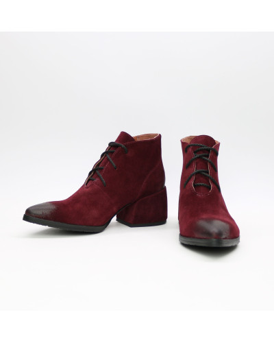 Ботильоны из замши цвета бордо с эффектом потертости  Арт. 657-10/w324Ок