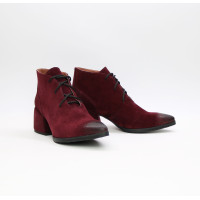 Ботильоны из замши цвета бордо с эффектом потертости  Арт. 657-10/w324Ок