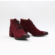 Ботильоны из замши цвета бордо с эффектом потертости  Арт. 657-10/w324Ок