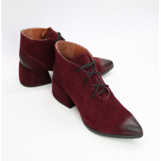 Ботильоны из замши цвета бордо с эффектом потертости  Арт. 657-10/w324Ок