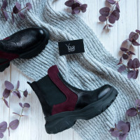 Ботинки Челси из черной кожи флотар со вставкой Арт. 12-1/247