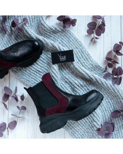 Ботинки Челси из черной кожи флотар со вставкой Арт. 12-1/247