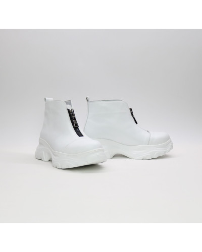 Ботинки из белой кожи с молнией спереди Арт. As-7/247