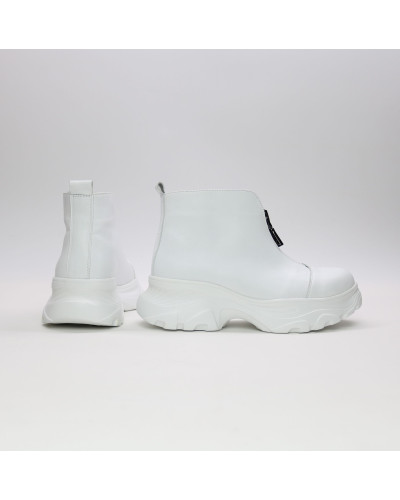Ботинки из белой кожи с молнией спереди Арт. As-7/247