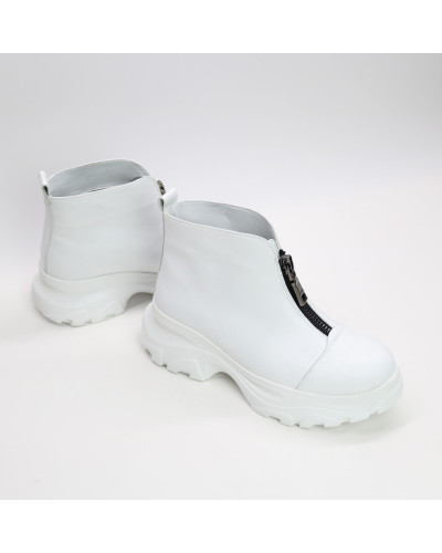 Ботинки из белой кожи с молнией спереди Арт. As-7/247
