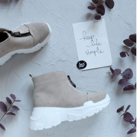 Ботинки из бежевой замши с молнией спереди Арт. As-7/21950