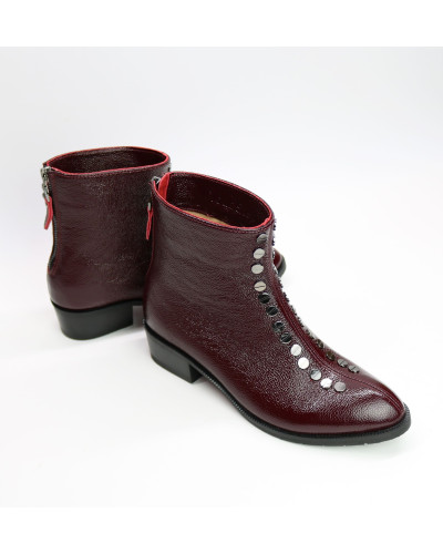 Ботинки из бордового ската с фурнитурой Арт. 306-6