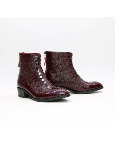 Ботинки из бордового ската с фурнитурой Арт. 306-6