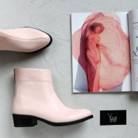 Ботинки из кожи цвета пудра Арт. 306-6(б/ф)