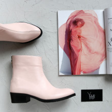 Ботинки из кожи цвета пудра Арт. 306-6(б/ф)