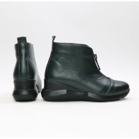 Ботинки из темно-зеленой кожи с молнией спереди Арт. As-7/21955