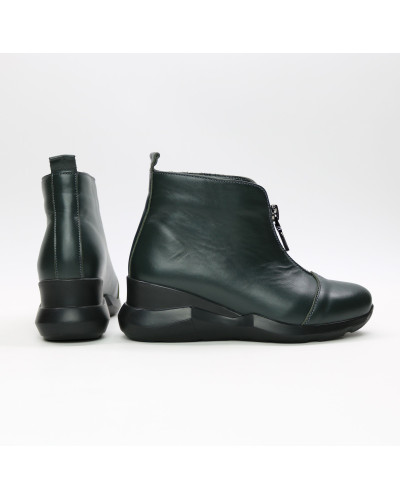 Ботинки из темно-зеленой кожи с молнией спереди Арт. As-7/21955