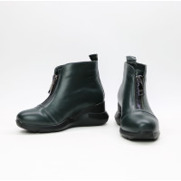 Ботинки из темно-зеленой кожи с молнией спереди Арт. As-7/21955