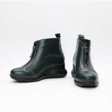 Ботинки из темно-зеленой кожи с молнией спереди Арт. As-7/21955