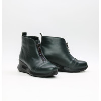 Ботинки из темно-зеленой кожи с молнией спереди Арт. As-7/21955