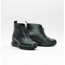 Ботинки из темно-зеленой кожи с молнией спереди Арт. As-7/21955