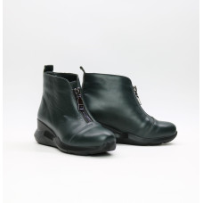 Ботинки из темно-зеленой кожи с молнией спереди Арт. As-7/21955