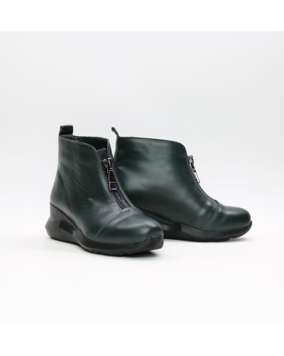 Ботинки из темно-зеленой кожи с молнией спереди Арт. As-7/21955
