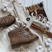 Ботинки со шнуровкой из нубука бежевого цвета Арт. As-4/025P