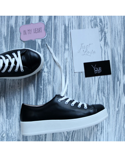 Кеди із чорної шкіри Арт. 33-1/143