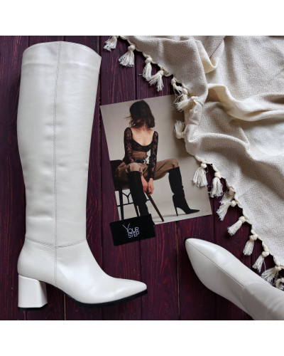 Бежеві класичні чоботи на підборах Арт. 657-14/47Ок