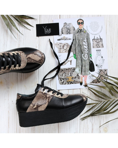 Кросівки із чорної шкіри Арт. Kr-1/21873