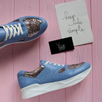 Кросівки з блакитної шкіри Арт. 15-2