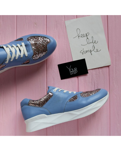 Кросівки з блакитної шкіри Арт. 15-2