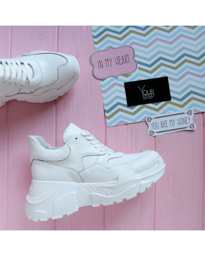 Кросівки білого кольору на масивній підошві Арт. 218-1/21950