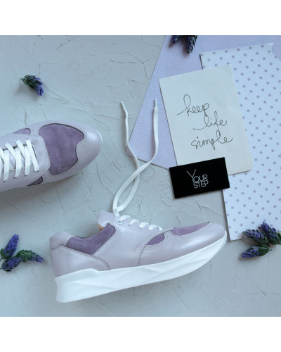 Кросівки зі шкіри та замші лілового кольору Арт. 15-2