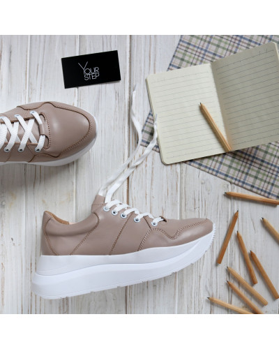 Кросівки з бежевої шкіри Арт. Kr-3/21970