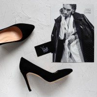 Туфлі-човники з чорного велюру Арт. 35-1/60Ок