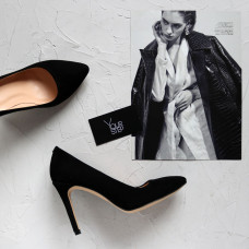 Туфлі-човники з чорного велюру Арт. 35-1/60Ок