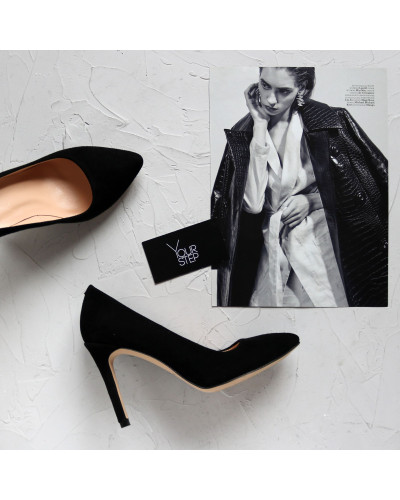 Туфлі-човники з чорного велюру Арт. 35-1/60Ок