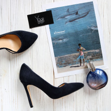 Туфлі-човники з синього велюру Арт. 35-5/60Ок