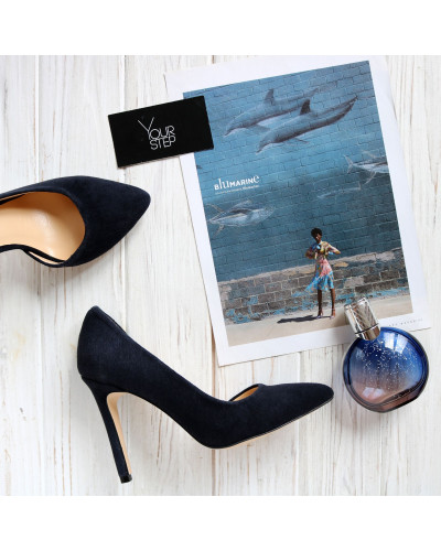 Туфлі-човники з синього велюру Арт. 35-5/60Ок