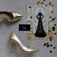 Туфлі-човники з золотого велюру Арт. 35-5/60Ок