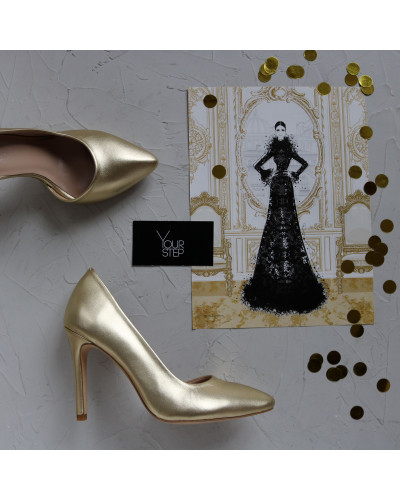 Туфлі-човники з золотого велюру Арт. 35-5/60Ок