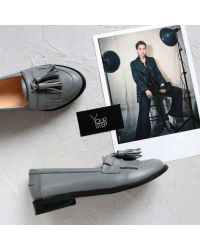 Лофери із сірої шкіри Арт. 05-15 (Mar4)