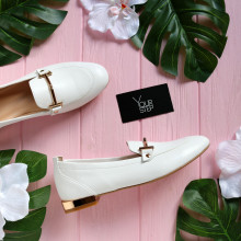 Білі шкіряні лофери Арт. 156-1/33-2578