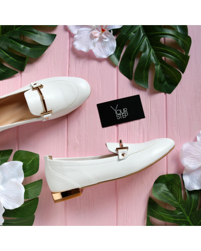 Білі шкіряні лофери Арт. 156-1/33-2578