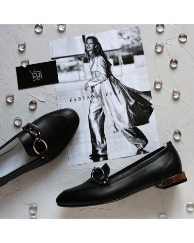 Чорні шкіряні лофери Арт. 156-1-018016