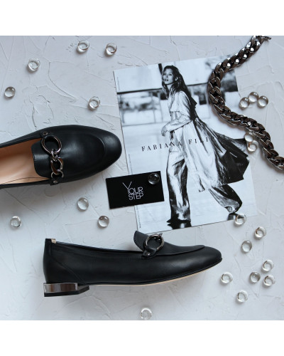 Чорні шкіряні лофери Арт. 156-1-018016