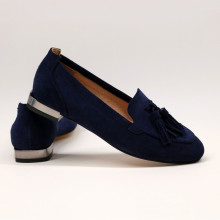 Замшеві лофери в яскраво синьому кольорі із китицями Арт. 156-1/33