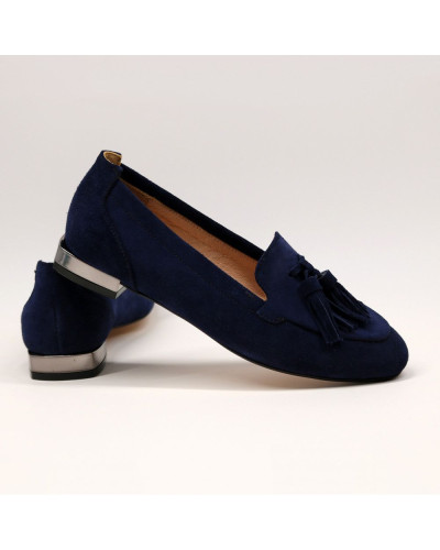 Замшеві лофери в яскраво синьому кольорі із китицями Арт. 156-1/33