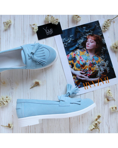 Блакитні  замшеві лофери Арт. 05-15(Ms)