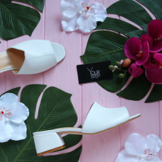 Білі шкіряні мюлі Арт. 456-2/53Ок(б/ф)