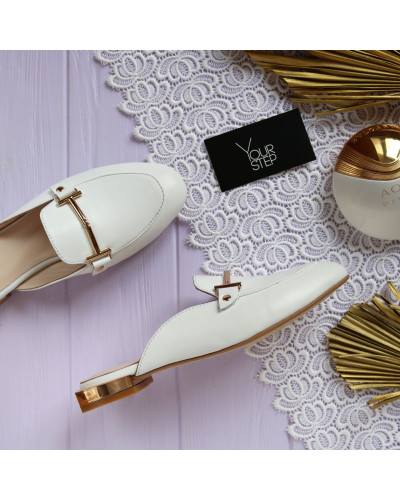 Білі шкіряні мюлі Арт. 156-2/33-2578